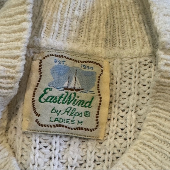 Vintage 1990s cream knitted classic preppy sweater East Wind by Alps medium - Picture 3 of 5